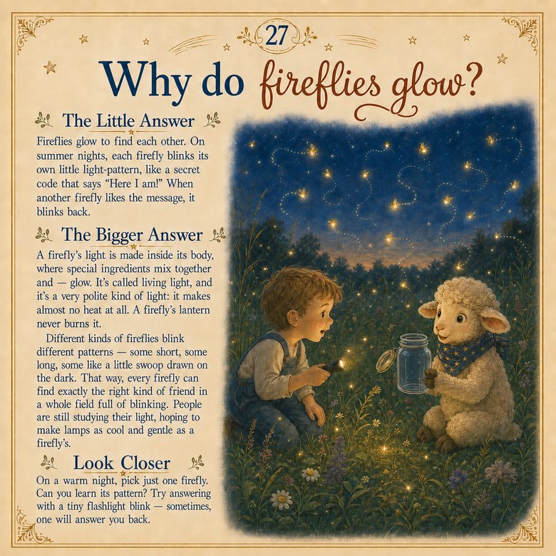 An inside page — Why do fireflies glow?