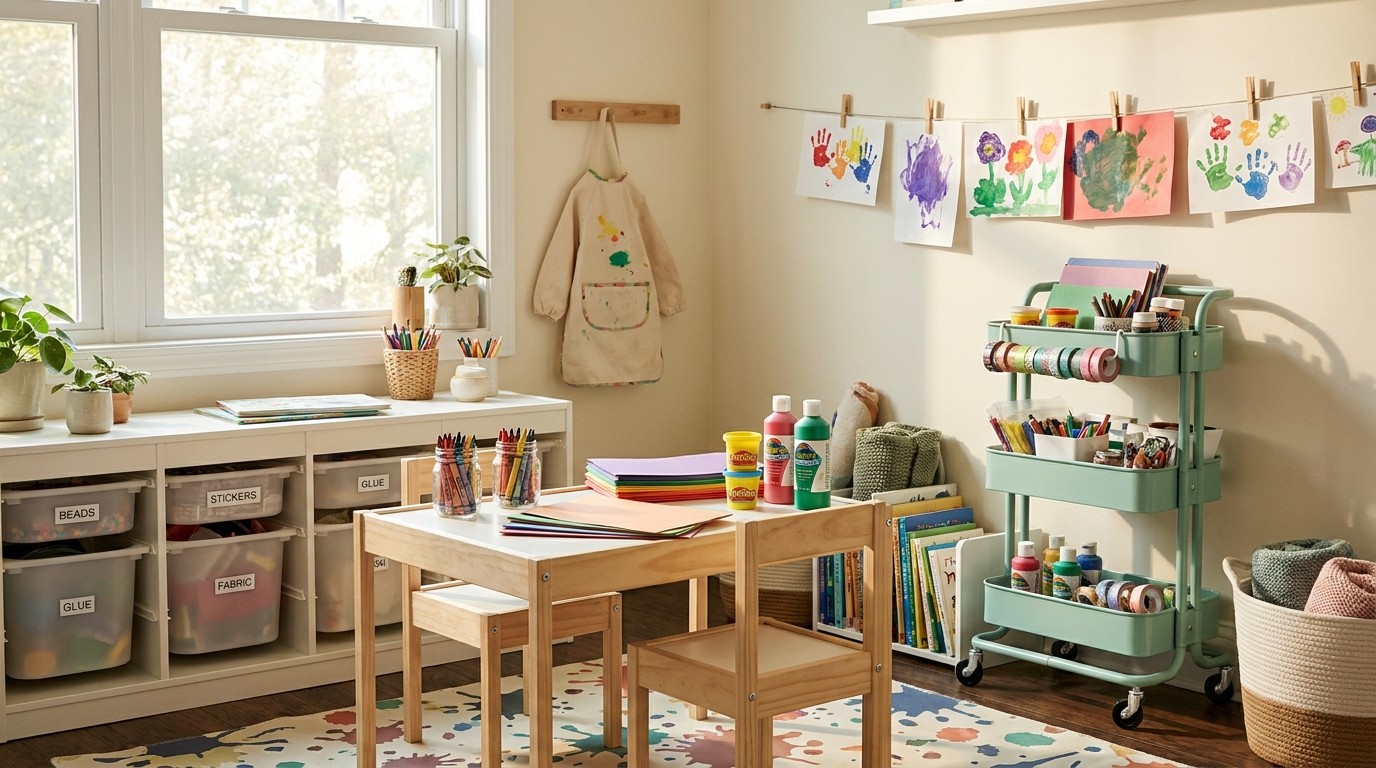 Kids' Craft Corner Setup, Itemized — About $210 All-In